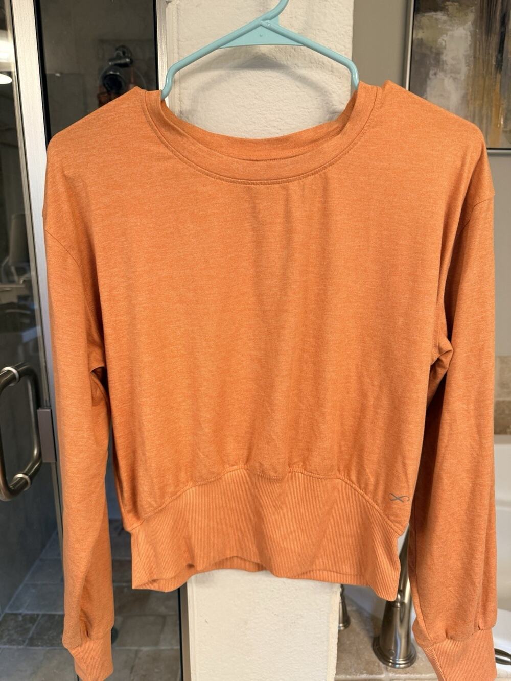 Freely Cropped Long Sleeve Top Womens Medium Orange Athleisure Lightweight